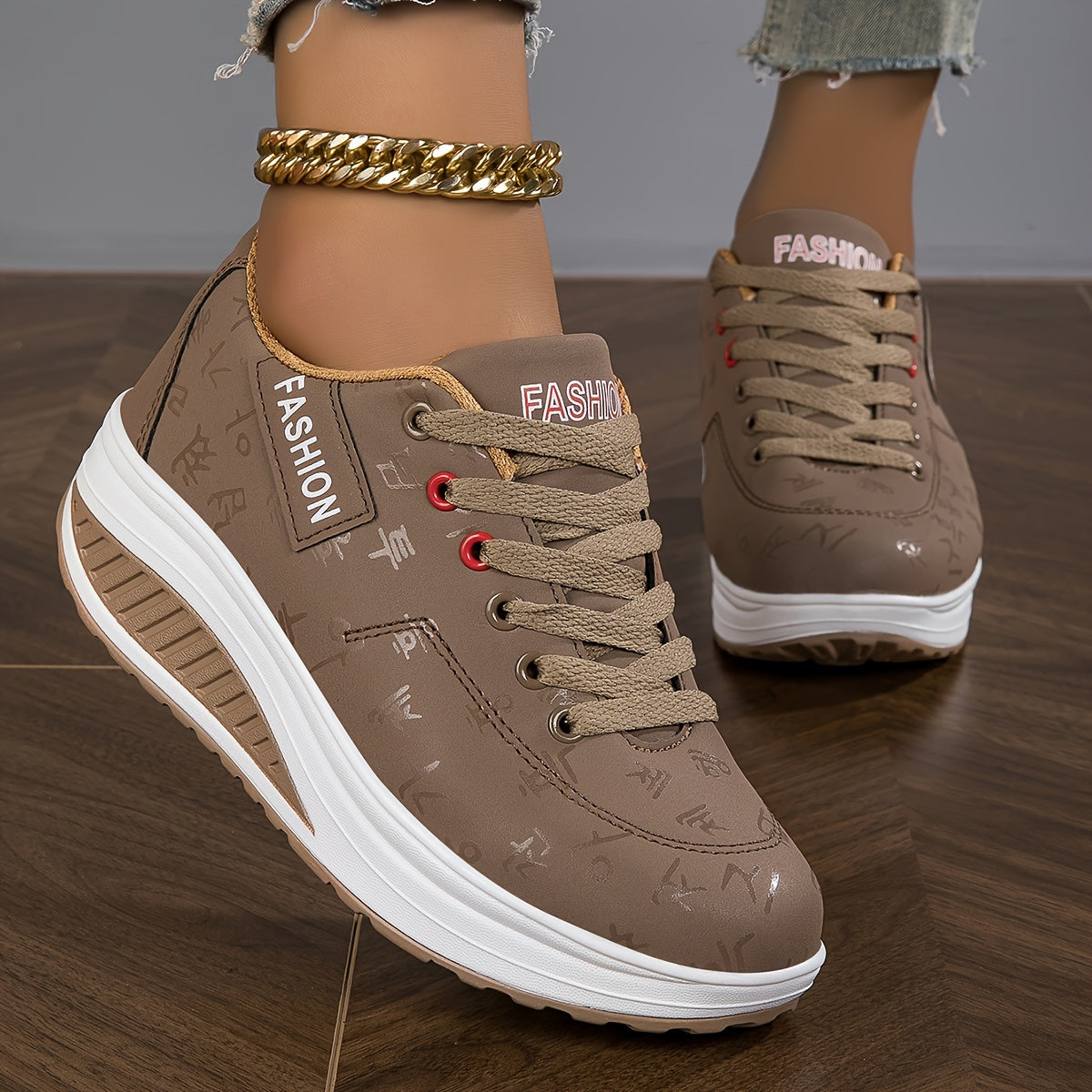 Women's Fashion Sneakers - Low-Top Lace-Up Casual Shoes with Synthetic Cover Upper, Breathable Fabric Lining & MD Cushioned Sole for All-Day Comfort - All-Season Versatile Wear, Everyday Comfort Footwear, Sleek Shoe Design, S