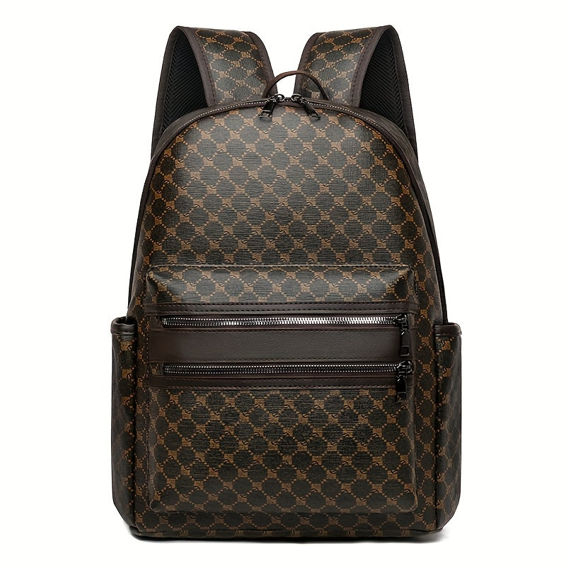 Men's Professional Laptop Backpack - Large Capacity Business Travel Backpack with 39.62cm Laptop Compartment, Multiple Zippered Pockets - Durable Backpack for Work, School, College - Elegant Brown Accent Design - Compatible w