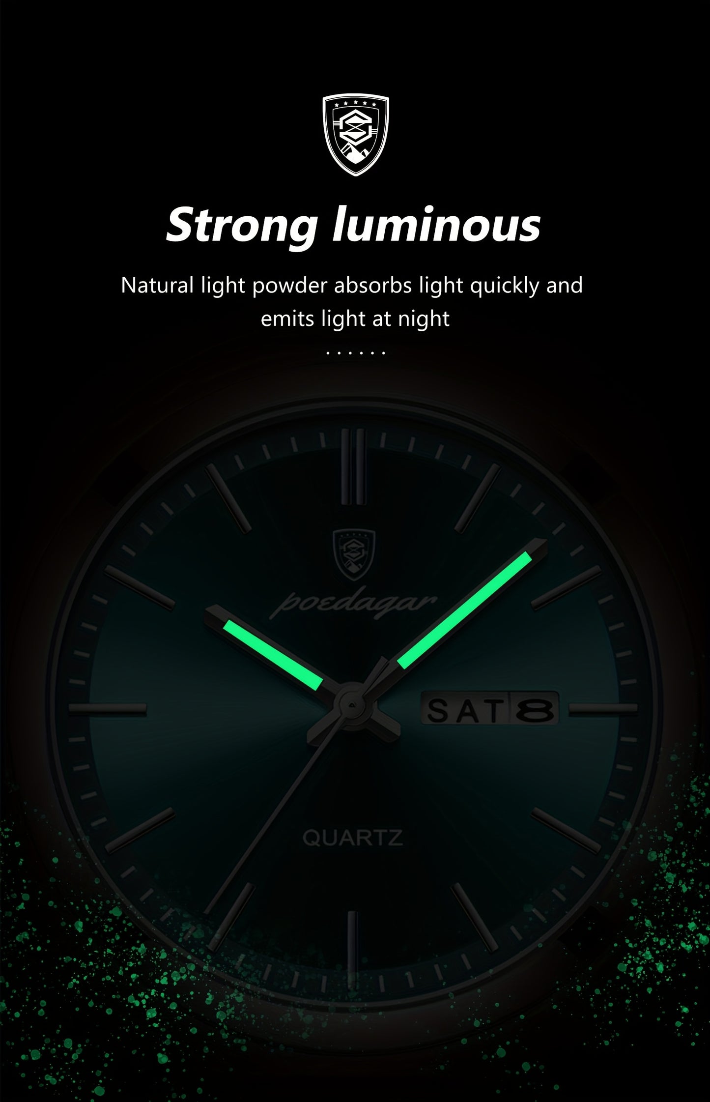 POEDAGAR best-selling waterproof luminous calendar stainless steel quartz wristwatch high-end business fashion trend young Men's watches.