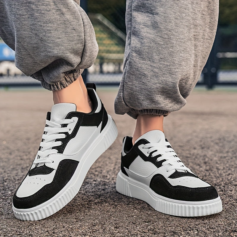 Men's Vintage-Style Sneakers - Lace-Up, Low-Top Skate Shoes with Thick Sole for All Seasons & Activities