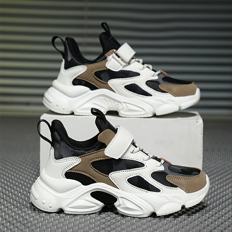 SQ8211 Boys' Casual Sneakers with Closure, Lightweight EVA Sole & Breathable PU Upper - Black/White Striped Low-Top Design for Spring/Fall/Winter, Durable Comfortable Shoes for Active Play & Casual Attire, Kids Sporty Footwea