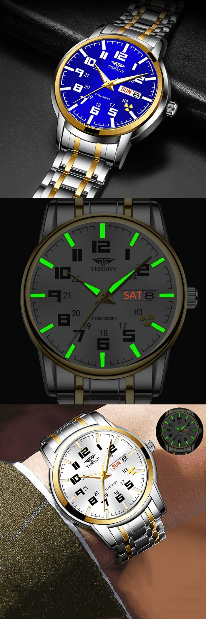 1pc New Stainless Steel with Digital Men's Watch Calendar Week Display Fashion Trend Life Travel Luminous Casual Sport Business Watch Ideal for Birthday Gifts Holiday Gifts Gifts