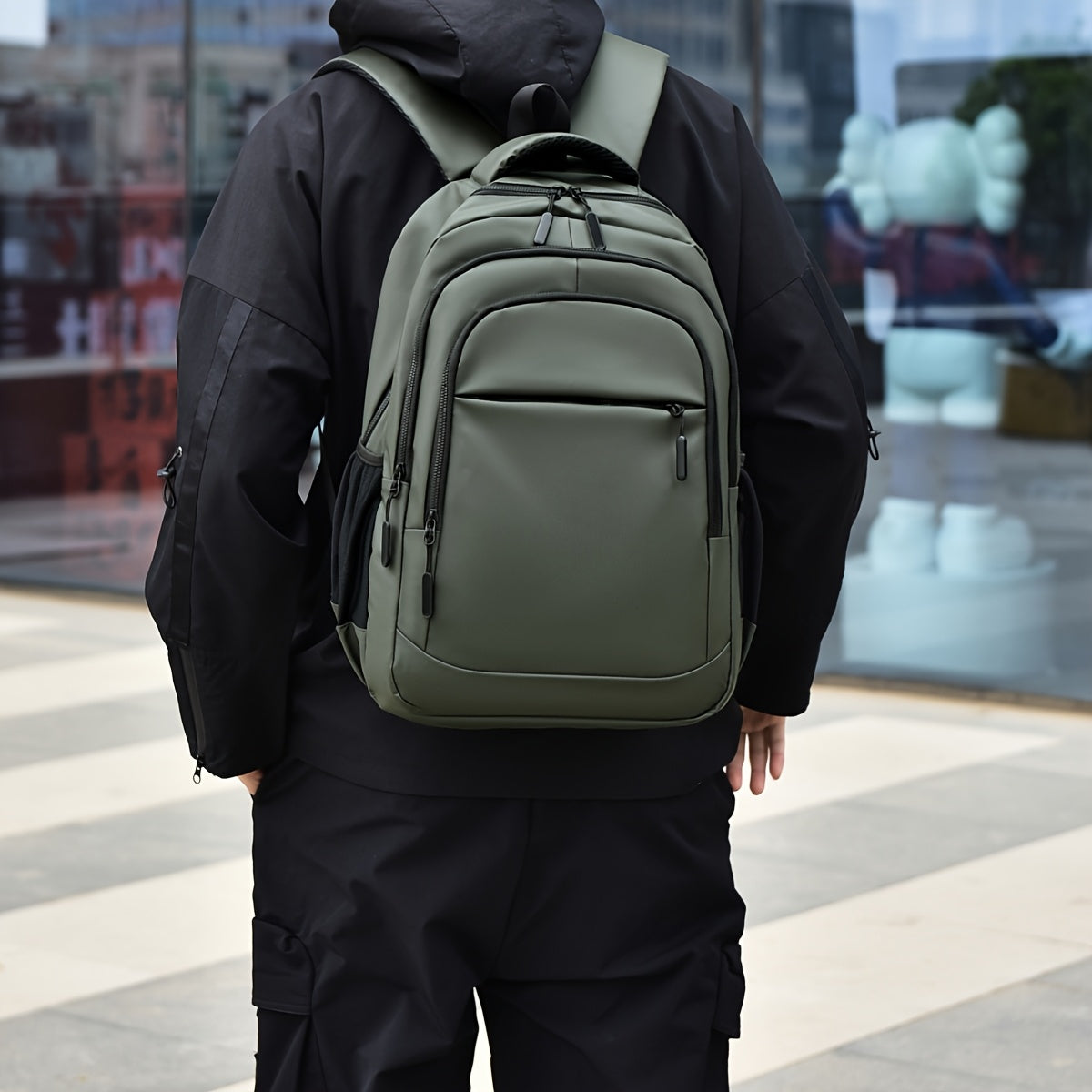 1pc Wear-Resistant Men'S Large Capacity Backpack - Travel, College, Sports, Holiday Essentials with Lightweight Adjustable Shoulder Straps, Zipper Closure, and Solid Colors, Nylon, Business Casua