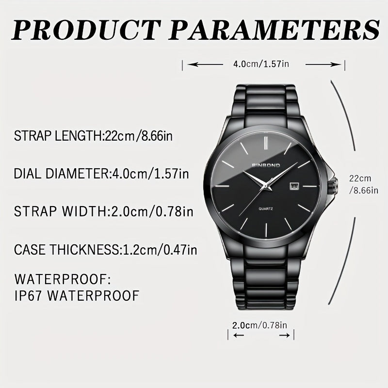 Men's quartz watch alloy strap watch calendar watch sports leisure waterproof Men's watch