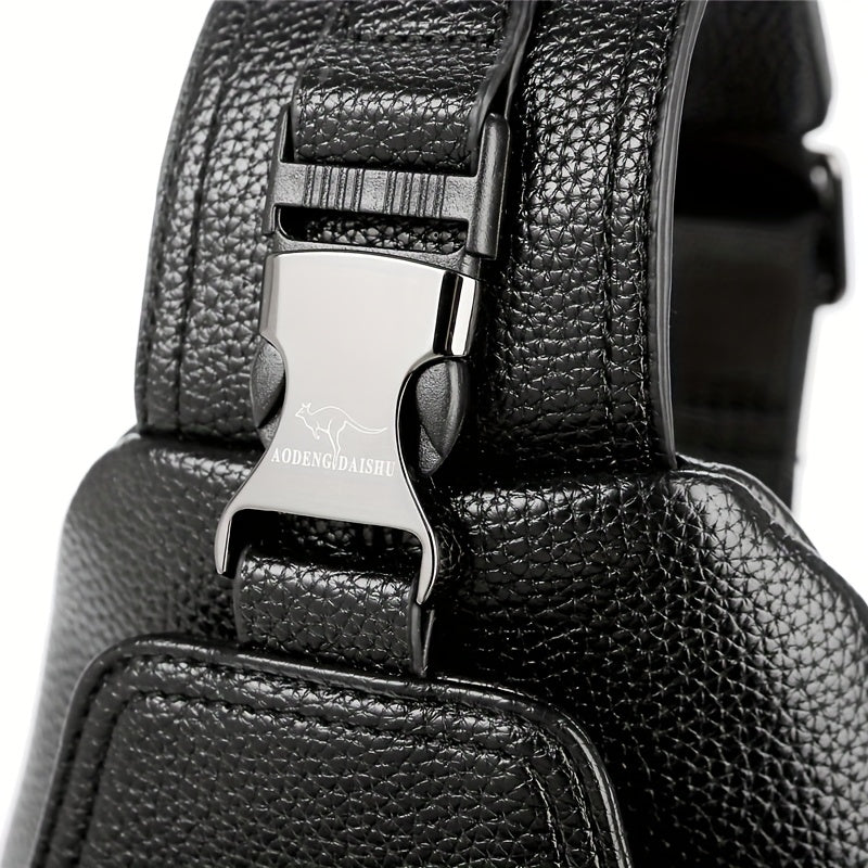 New Men'S Chest Bag 2024 Genuine Faux Leather Texture Crossbody Bag Casual Shoulder Bag Men'S Large Capacity Backpack Trendy
