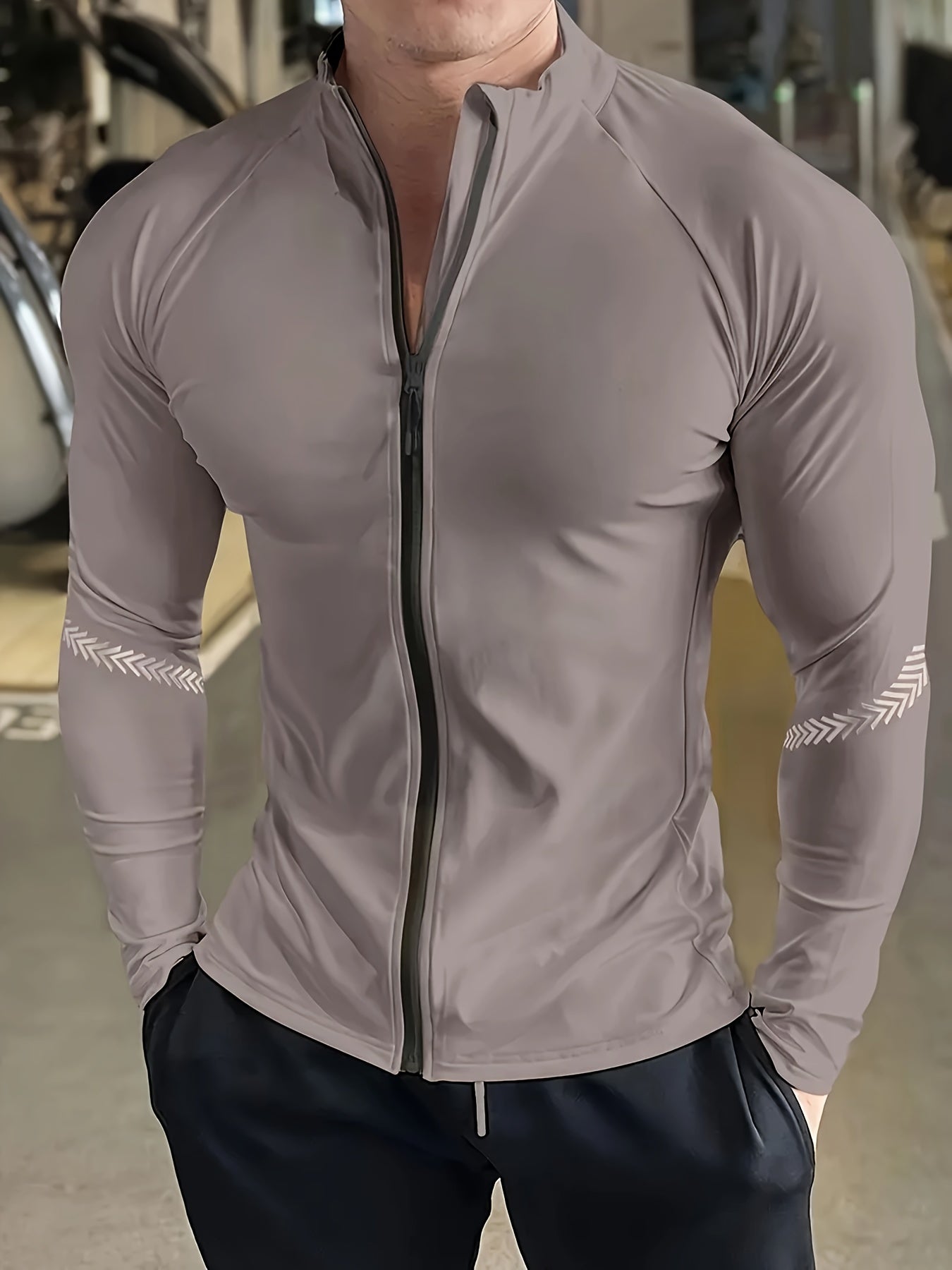 Men'S Ultra-Breathable UV Protection Long Sleeve Zip Neck Jacket, Quick-Dry Lightweight, for Intense Basketball, Cycling, Hiking & All-Outdoor Adventures