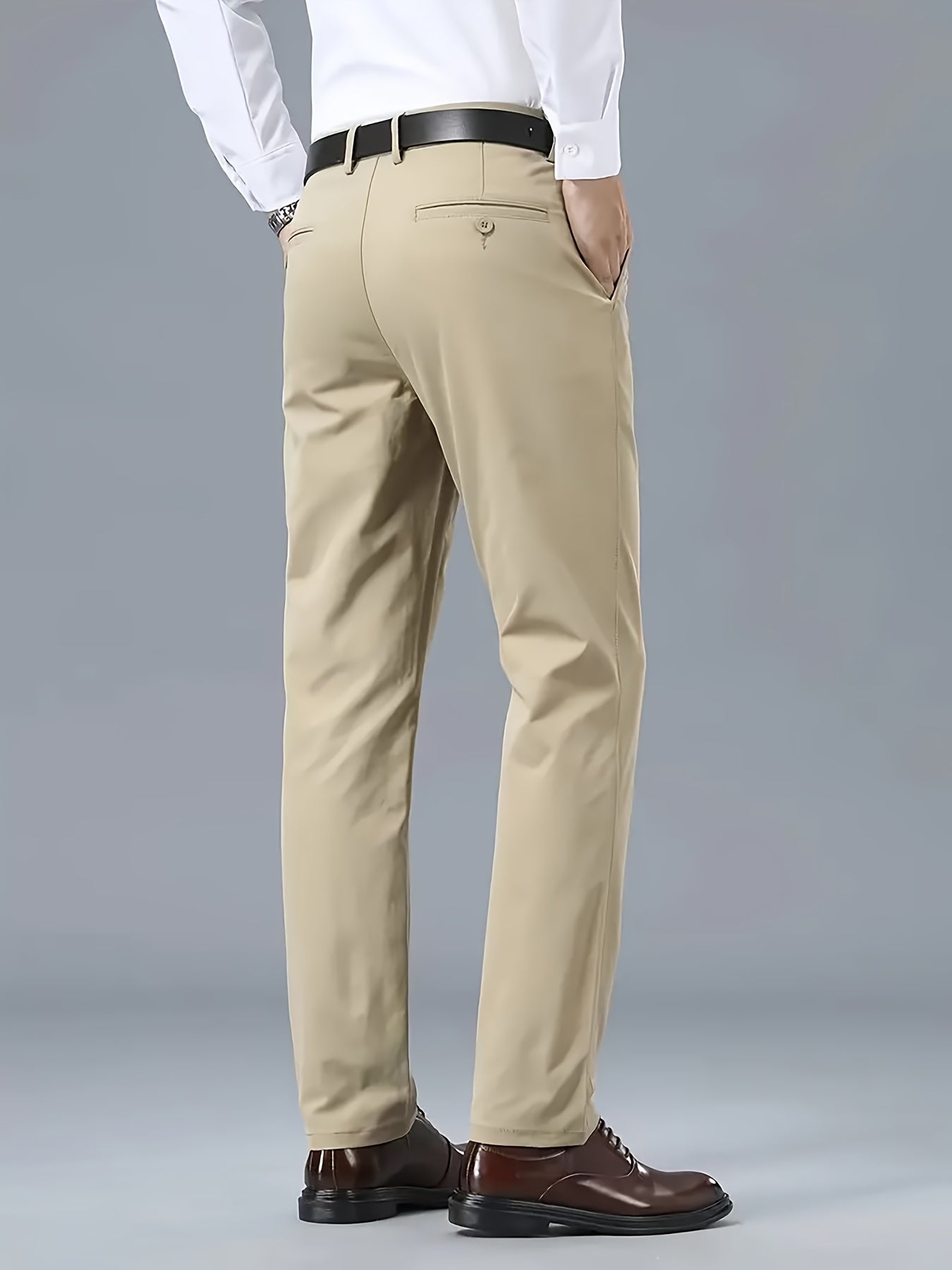 Men'S Classic Black Dress Pants - Stretchy Polyester, All-Season Comfort Fit, Regular Length, Solid Color, Allseason Pants | Stylish Dress Pants | Comfortable Fit Pants
