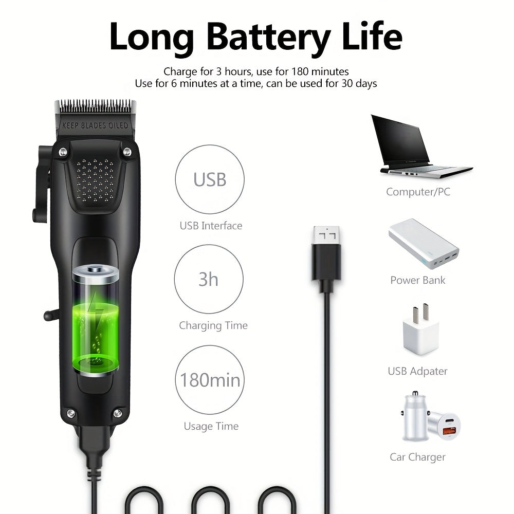 Men's Electric Hair Clipper USB Rechargeable Hair Clipper Beard Trimmer Professional Cordless Hair Cutting Machine Holiday Gift Father's Day Gift