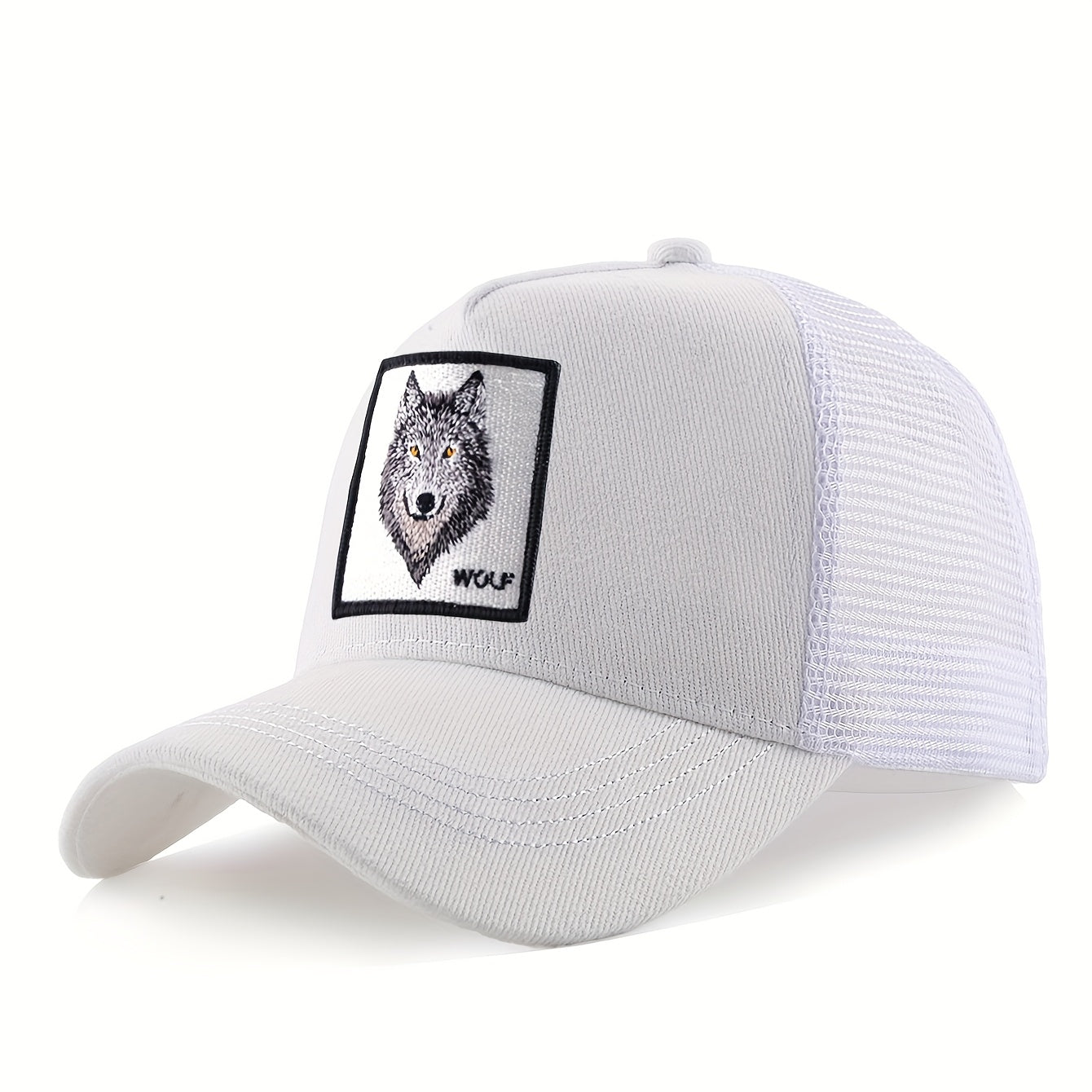 Animal Caps Trucker Hat Men Black Baseball Cap Women White Baseball Cap Men Wolf Trucker Cap Breathable Mesh Summer Baseball Caps Men'S & Women'S Wolf Embroidery Snapback Trucker Hat Fitted Outdoor Sports Adjustable Cap Gorra
