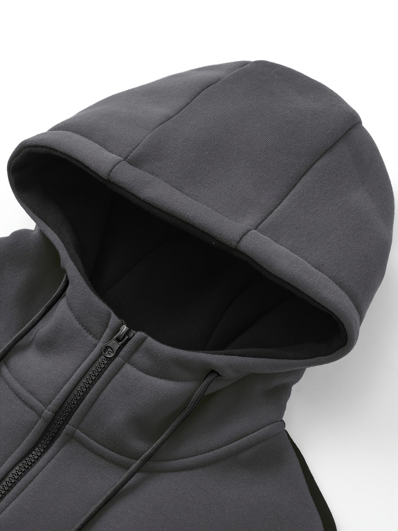 Men'S Casual Hoodie Set for Autumn And Winter, Featuring a Hooded Sweatshirt And a Sporty Cardigan in a Patchwork Design.