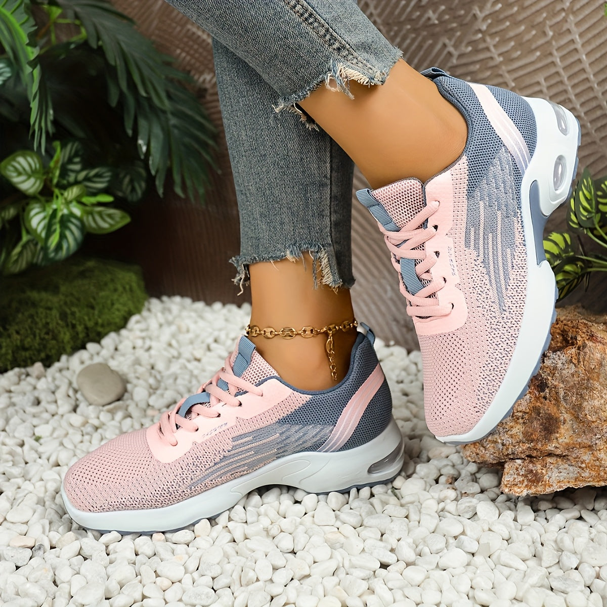 Breathable Mesh Women's Sneakers - Lightweight Soft Sole Lace-Up Low-Top Shoes with Cushioned PVC Sole for Running, Gym, Work & Travel - All-Season Comfort in Black, White, Light Blue, Pink, Grey, Ladies Sneakers, Gym Footwea