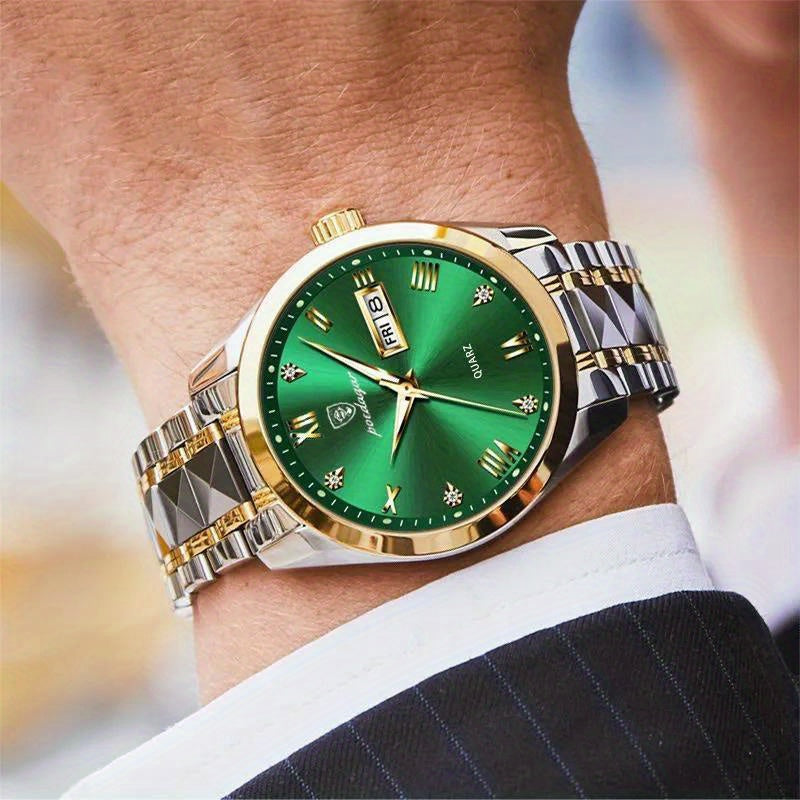Luminous Calendar Men's Quartz Watch Business Sports Teenagers Trend Stainless Steel Student Wristwatches, Ideal choice for Gifts Christmas Gift Valentine's Day