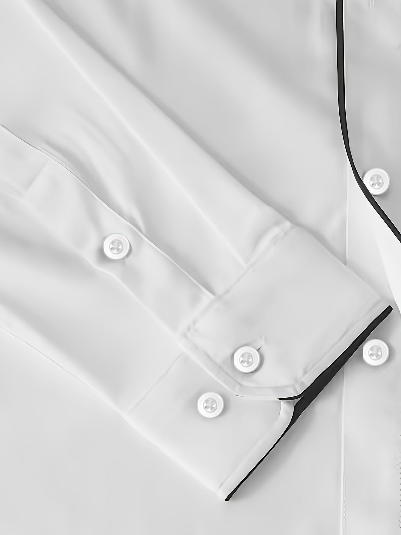 Elegant Men's Solid Color Long Sleeve Dress Shirt with Stylish Contrast Trim - 100% Polyester, Button-Up, Machine Washable - Ideal for Formal & Semi-Formal Occasions