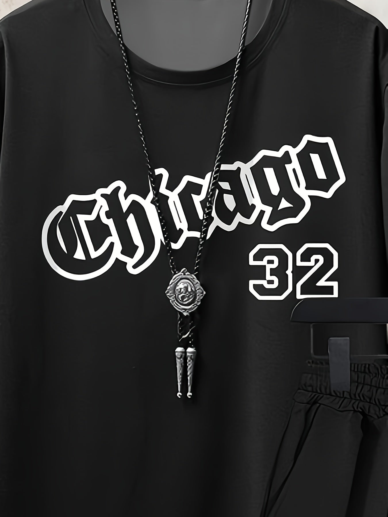 Chicago Monogram Print Men'S Short Sleeve And Shorts Set Everyday Casual Men'S T-Shirt Street Fashion Sports Shorts Two-Piece