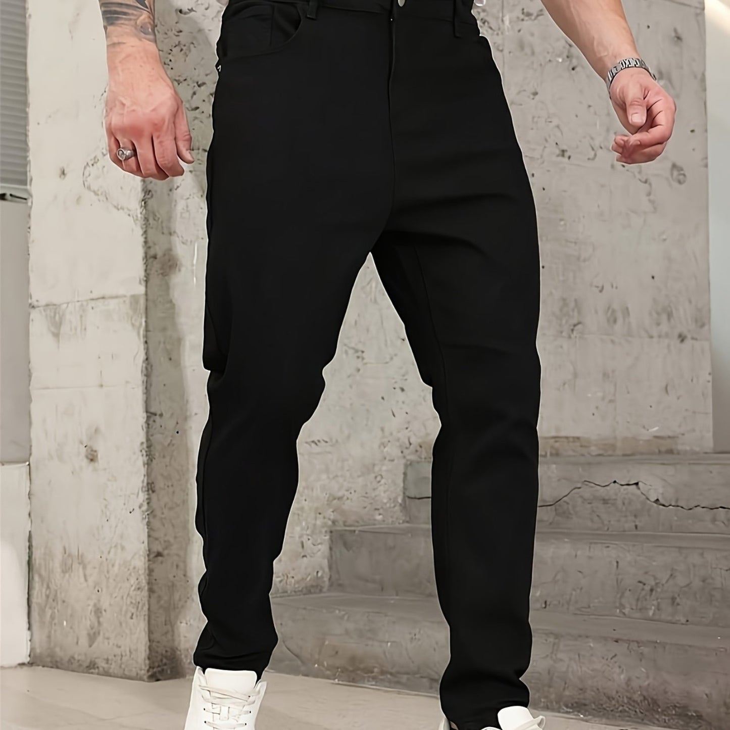 Gengyuan'S of Men'S Solid Color Stretchy Slim-Fit Jeans