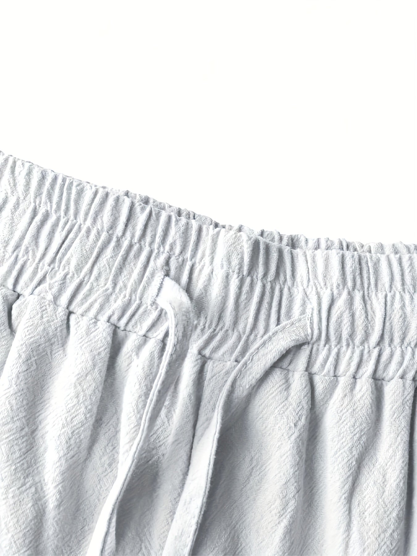 Men'S Light Blue Linen Shorts - Casual & Comfortable with Pockets, Drawstring Waist, Perfect for Summer Beach Outings and Casual Attir