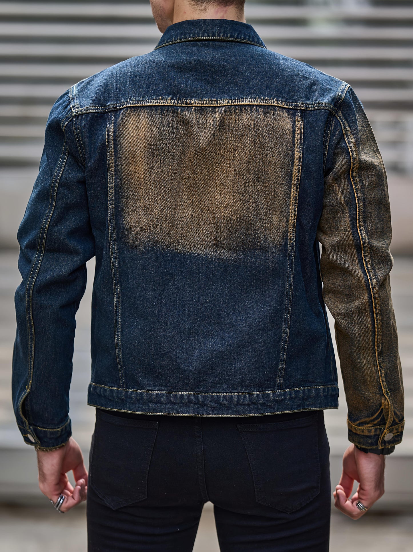 Men'S Basic Denim Jacket, Cotton Blend, Lapel Collar, Non-Stretch, Solid Color, Regular Sleeve, Long Sleeve, Skinny Fit, Woven, with Pockets, Single Breasted Placket for Casual Outerwear