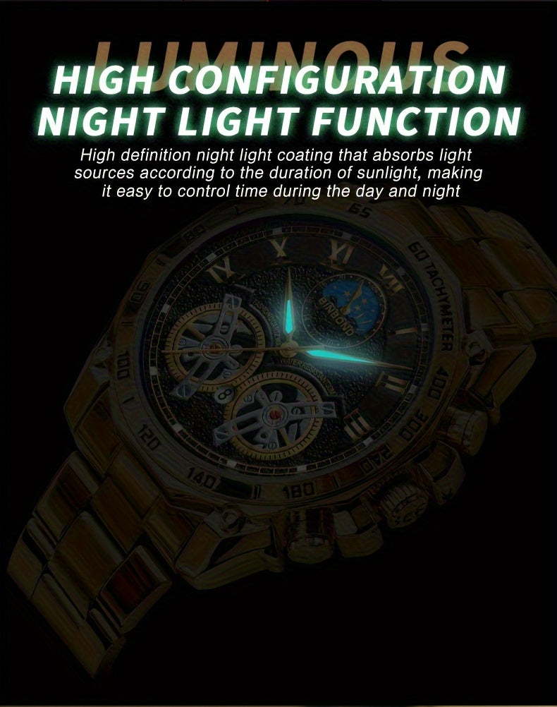 Double Tourbillon Watch Men's Hollow Mechanical Watch Multifunctional Fashion Luminous Wristwatch