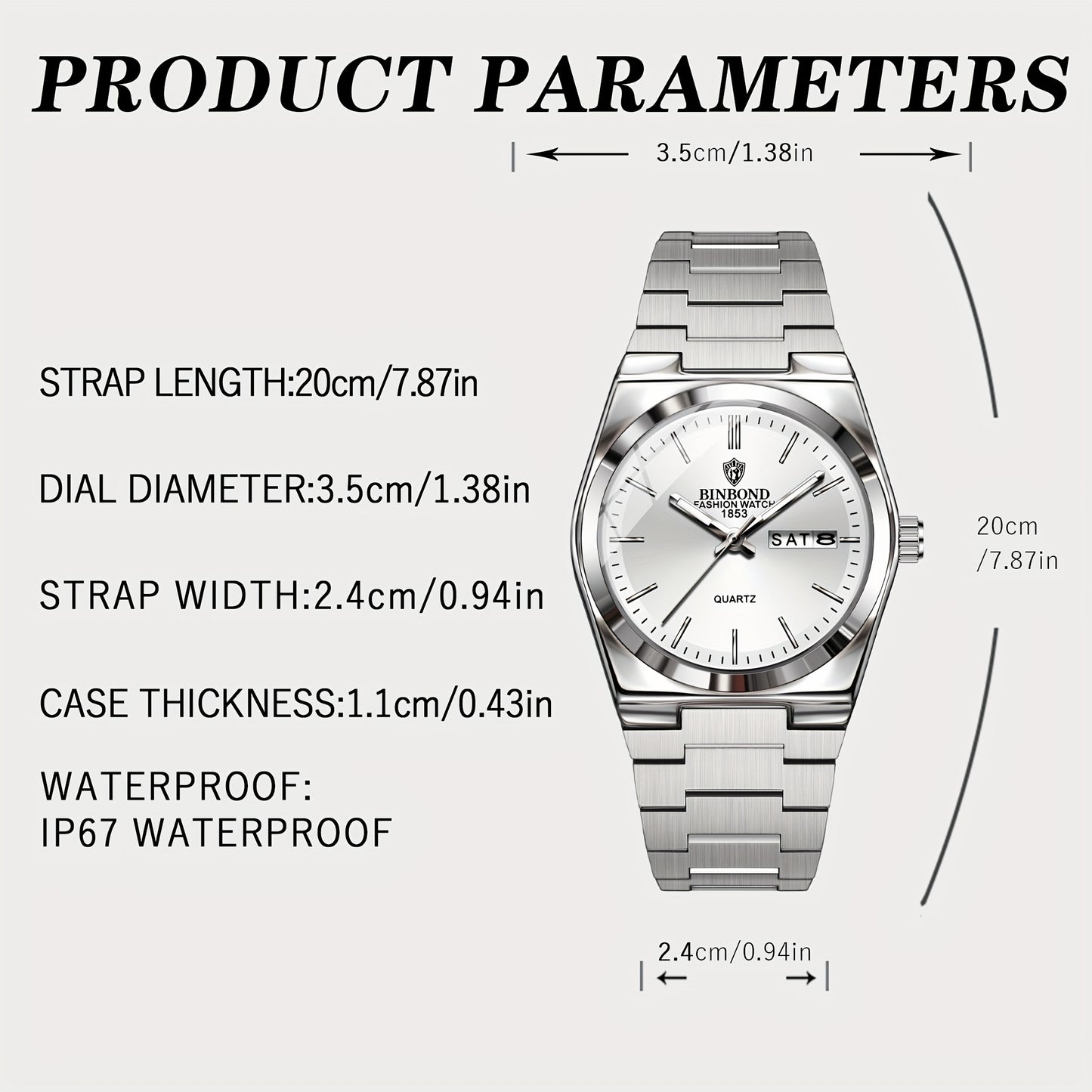 BINBOND Women'S Stainless Steel Quartz Watch - IP67, Luminous Chronograph, Calendar, Durable Zinc Alloy Case, Elegant Design for Casual Attire, Casual Watch | Elegant Watch Design | Quartz Movemen