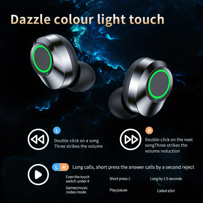 Hi-Fi Sound Wireless Earbuds with LED Charging Case, Touch Control, Noise-Canceling In-Ear Headphones, Wireless Connectivity, Quick Charge Compatible, Voice Call Noise Reduction, and Battery Indicator - Ideal for Gaming & Spo