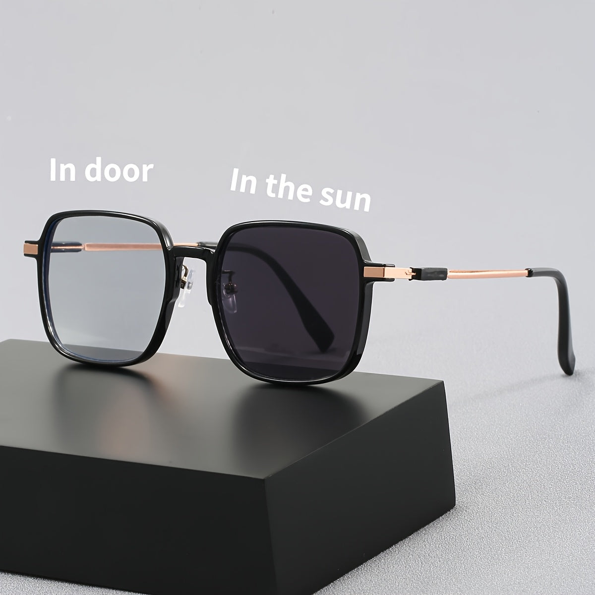 1 Pair Unisex Square Light-Sensitive Color-Changing Glasses for Phone & Computer - Stylish and Versatile Eyewear
