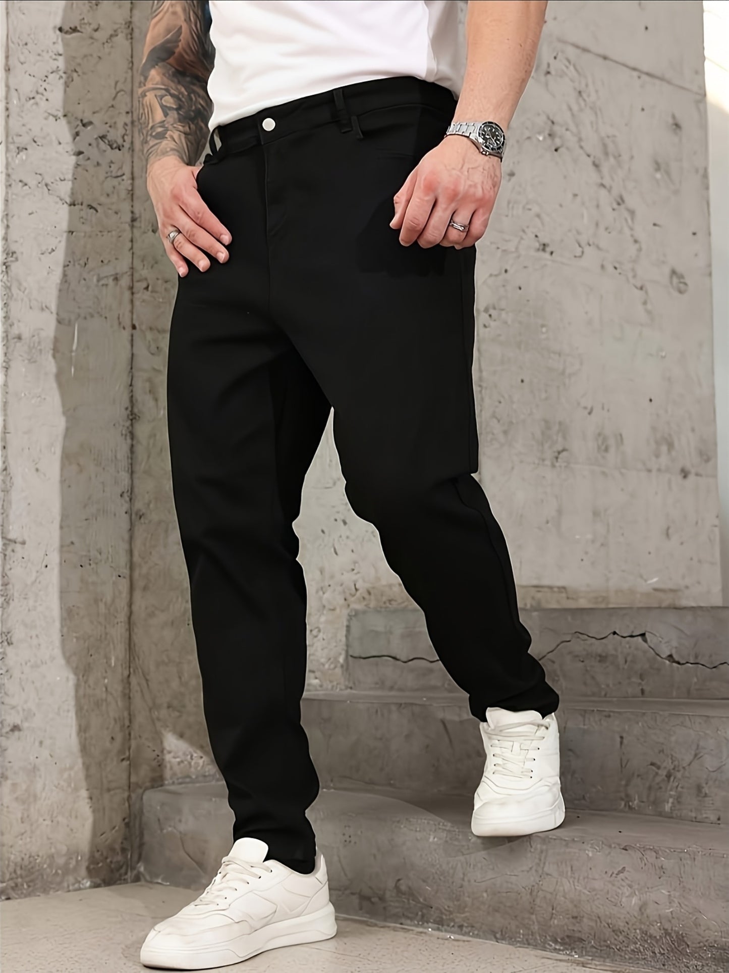 Gengyuan'S of Men'S Solid Color Stretchy Slim-Fit Jeans