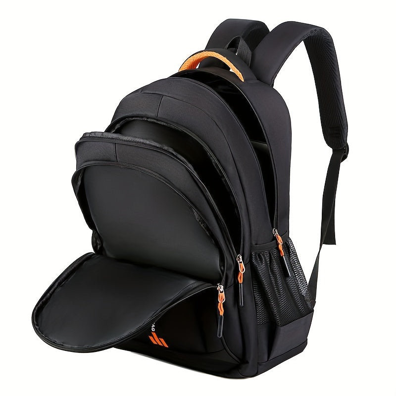 Unisex Large Capacity Travel Backpack - Durable Nylon Laptop Bag with Multiple Compartments, Business & Casual Style, Black with Green Accents, 60.96cm x 40.64cm x 8, Backpack for Travel