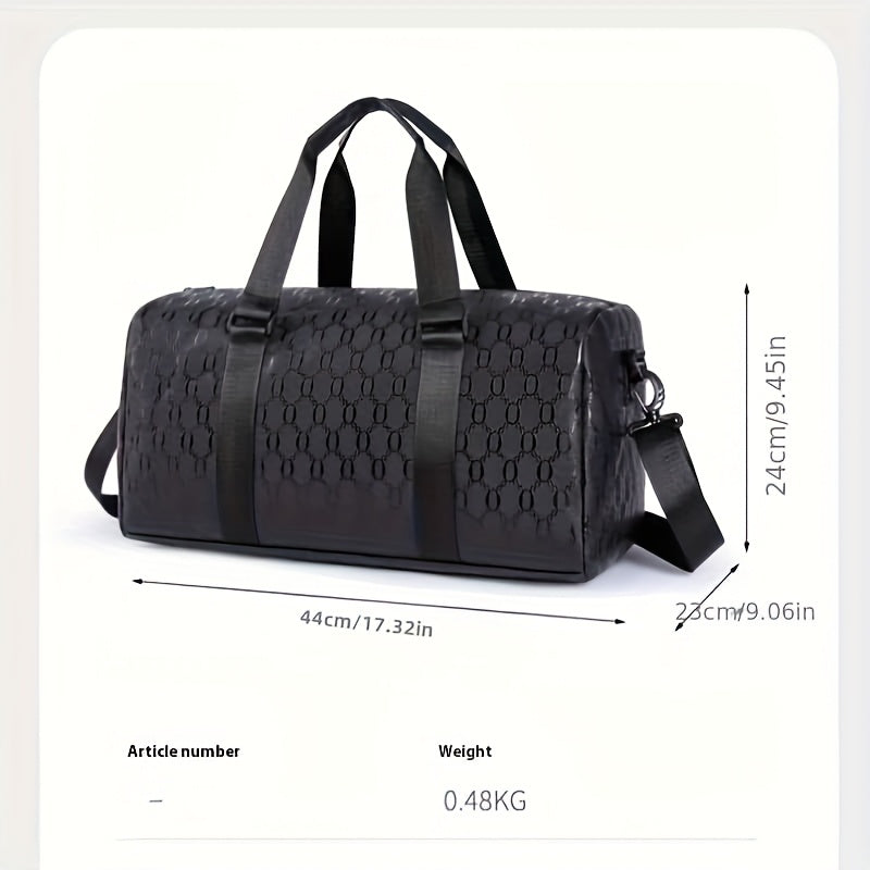 Unisex Hexagon Pattern Gym Duffel Bag - Large Capacity Fitness Travel Bag with Adjustable Shoulder Straps, Durable, Black for Yoga, Overnight Trips & Sports, Travel Luggage | Modern Fitness Bag | Sturdy Handles, Gym Accessori