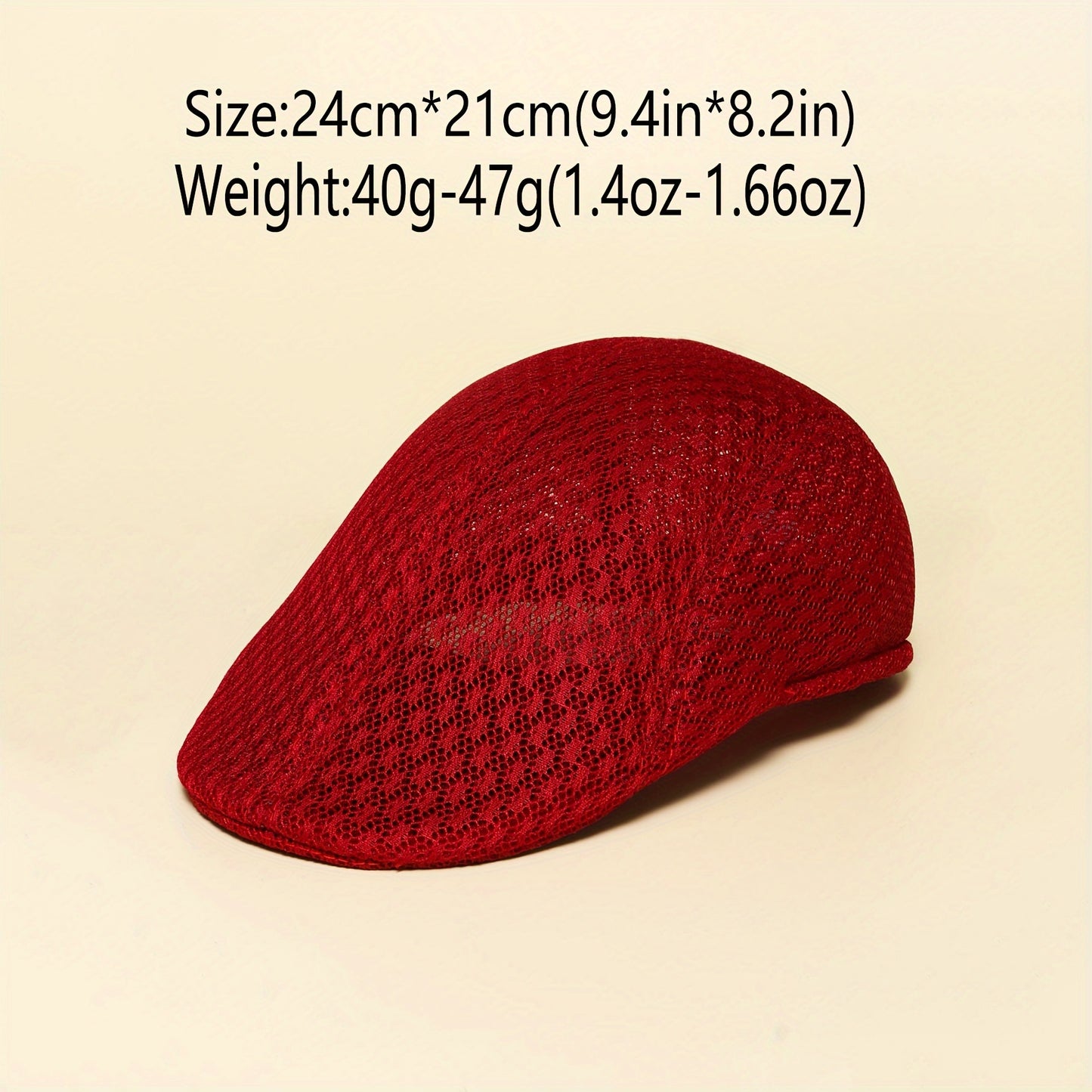 Lightweight Breathable Mesh Beret Hat - Adjustable, Solid Black, Funky Style Polyester Painter Cap for Outdoor Activities