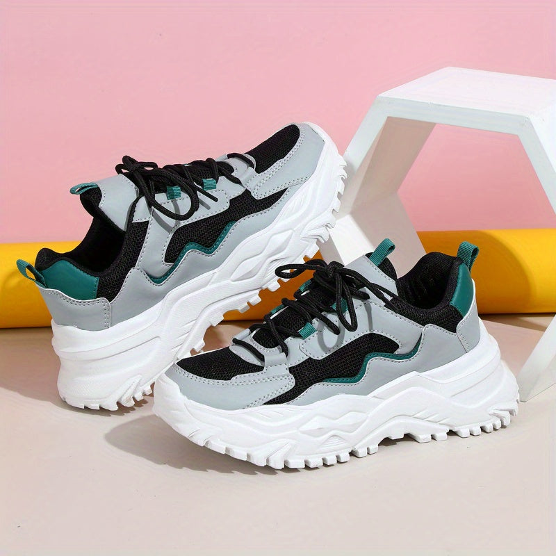 Women's Fashion Casual Sneakers, Trendy Versatile College Style, Low-Top Round-Toe Lace-Up, Breathable EVA Sole, Fabric Lining, All-Season Outdoor, Dating, Tennis, Beach, Work Shoes