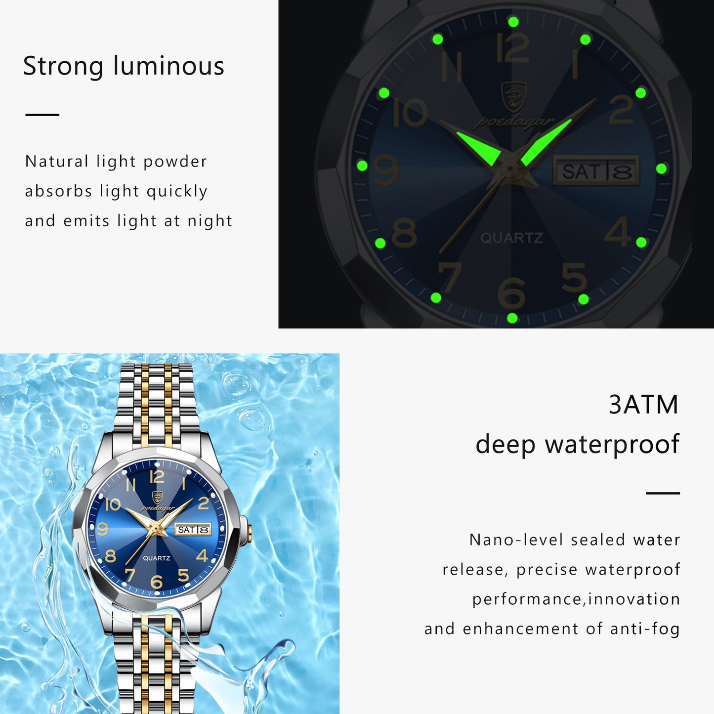 Elegant Women'S Quartz Watch with Date Display - Waterproof, Durable Zinc Alloy Case & Stainless Steel Band, Golden-Tone Dial, Ideal for Casual Attire & Gifting, Waterproof Watch | Elegant Timepiece | Quartz Movement