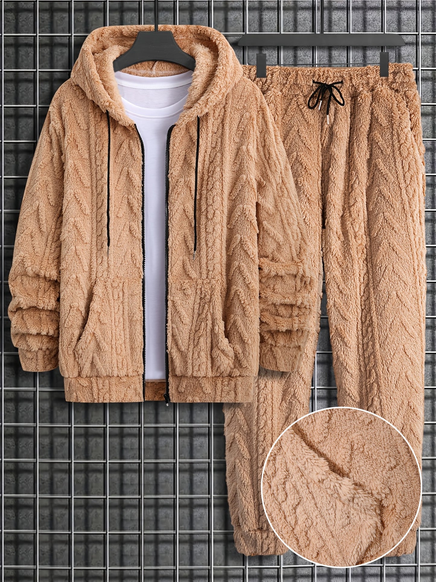 Men's Autumn and Winter Plush Sweatshirt Set