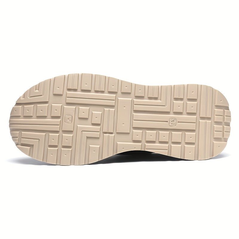 1 Pair of Men's Casual Sneakers, Comfortable Slip-Resistant, Black & Beige Low-Top Shoes for Casual Attire, Trendy Street Style with Fabric Lining and Durable PVC Sole