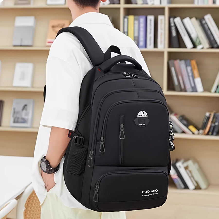 1pc DUO BAO High-Quality Knapsack - Stylish Gray & Black Backpack with 6 Large Compartments, Durable Oxford Fabric, Ideal for School, Travel, and Fitness, Casual Style, Travel Backpack | Stylish Backpack | Durable Backpack