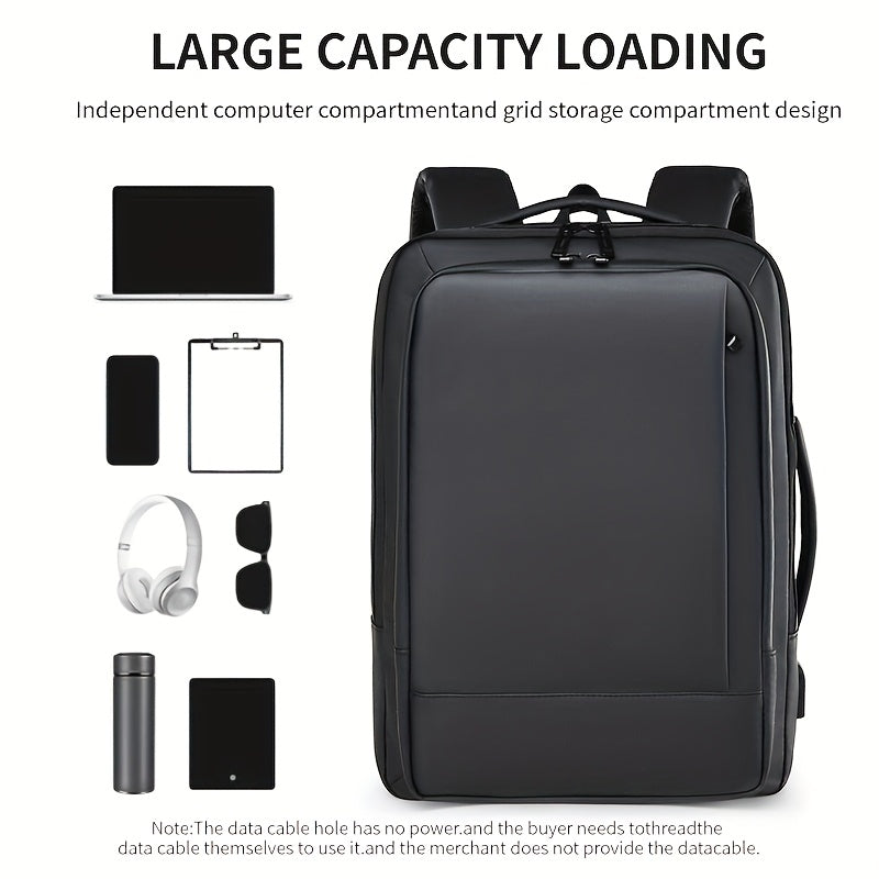39.62 cm Laptop Backpack for Men & Women - Business Travel Anti-Theft Durable Computer Bag with Adjustable Shoulder Straps, Multiple Compartments & Padded Design, Black
