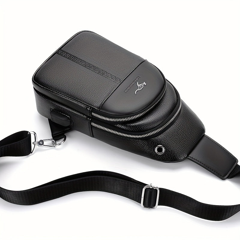 Men's Chest Bag Crossbody Shoulder Bag Small Fanny Pack Fashion Casual PU Leather Men's Satchel