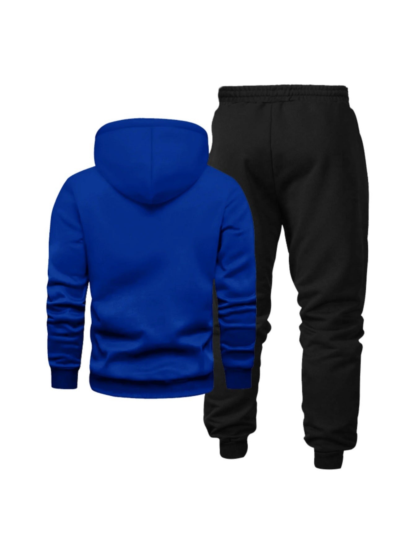 1set Men'S Casual Geometric Heartbeat Pattern Hoodie and Sweatpants Set, Polyester and Spandex Blend, Loose Fit, Hooded Pullover for Autumn/Winter