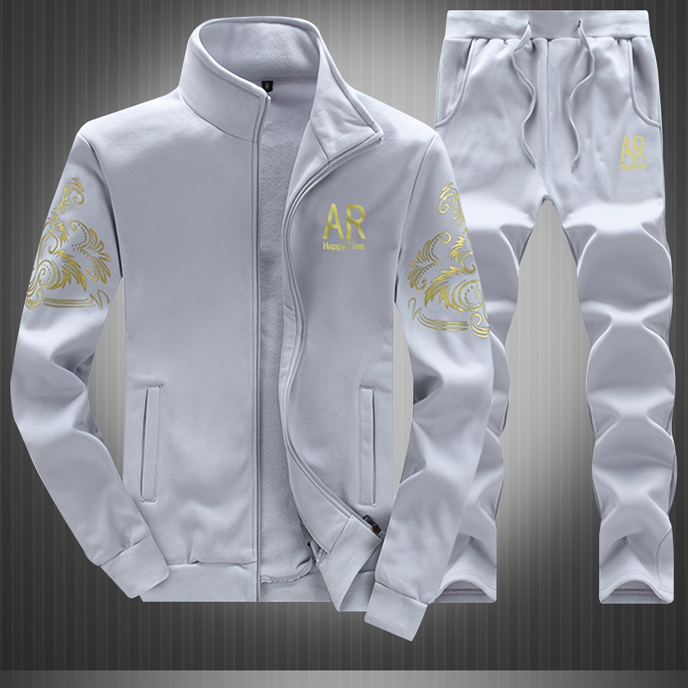 Spring and Autumn Men's Casual Sports Suit, Fashionable Open Jacket and Straight Trousers Two-piece Set