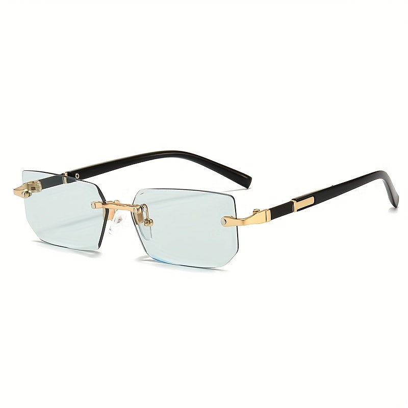 1pc Men's Fashion Rimless Fashion Glasses, Trendy Rimless Classic Small Square Summer Traveling Fashion Glasses, Ideal choice for Gifts