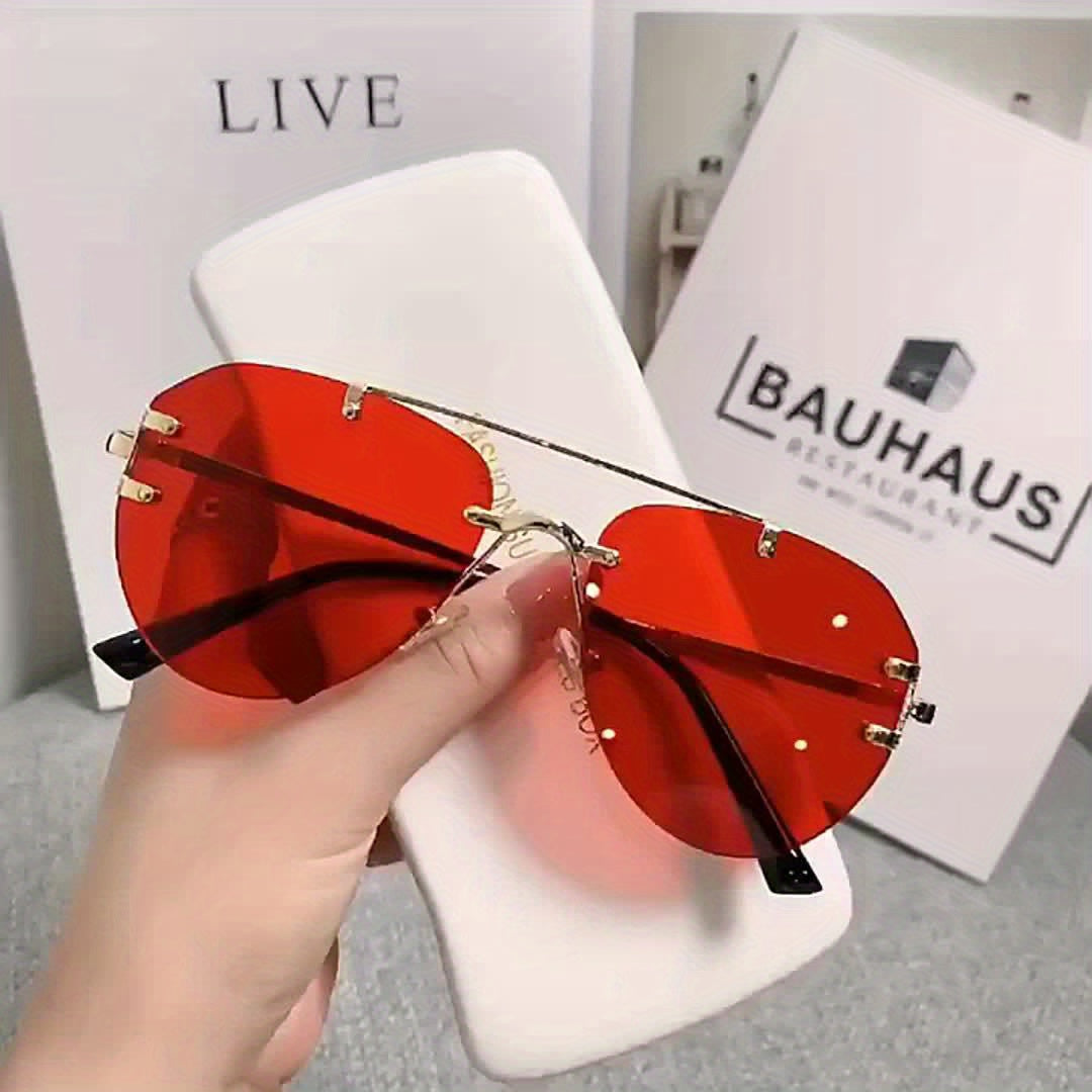 Unisex Classic Retro Double Bridge Glasses, Fashionable, No Frame, Metal Material, S Style, Ordinary Decorative for Men And Women, Casual Use