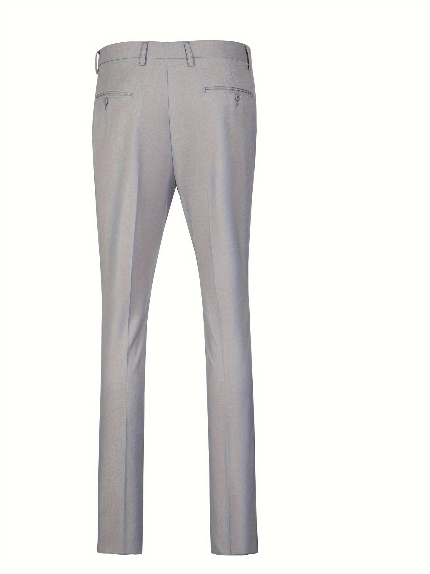SAILIINY Men'S Solid Color Polyester Viscose Blend Dress Pants, Regular Fit All-Season Party Suit Trousers with Pockets, 80% Polyester 20% Viscose, 240g/m² Woven Fabric, 100% Polyester Lining, for Mature Occasions