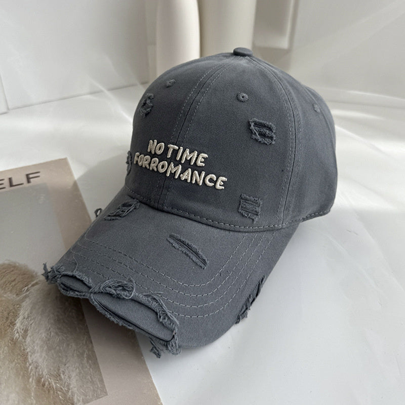 2025 Spring-Summer New Embroidered Letter Distressed Baseball Cap Unisex Versatile Sun Hat for Men and Women