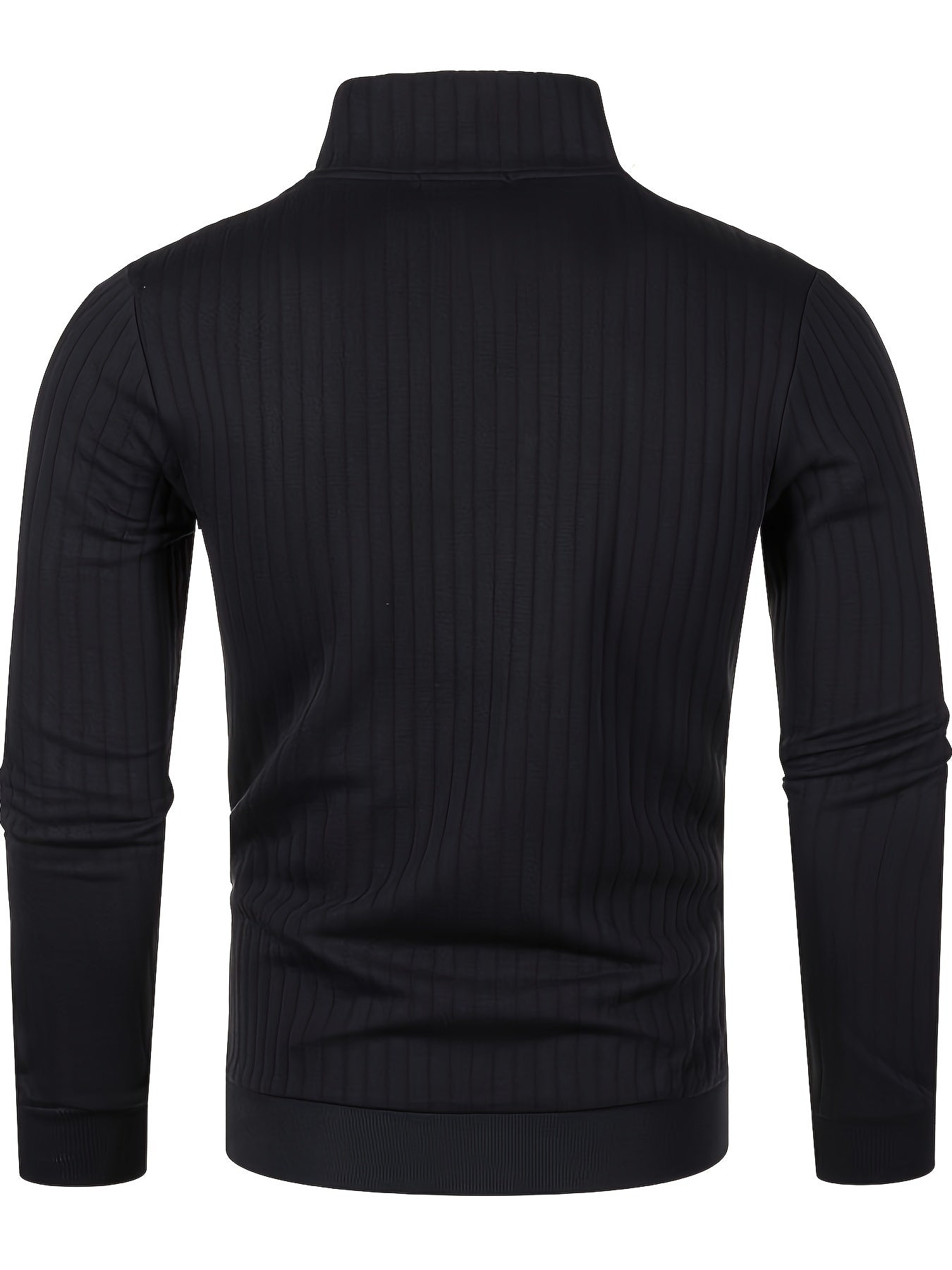 Men'S Casual Polyester Sweater, Solid Color, High Neck Quarter Zip, Long-Sleeved Pullover, Regular Fit, 100% Polyester Knit Fabric, 230g/m² - Fall/Winter Essential