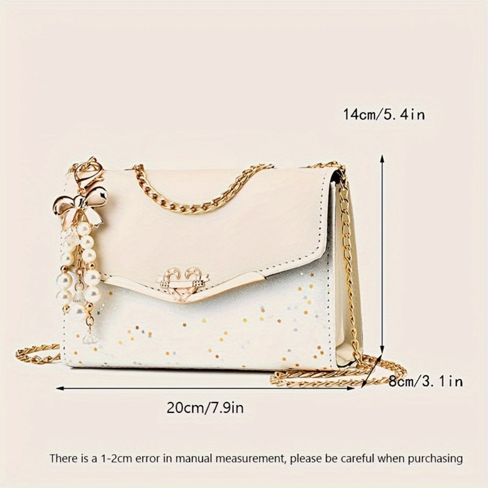 A Stylish Women'S Flip Chain Handbag, Ideal for Shopping, Makes a Wonderful Gift for Family, Loved Ones, Friends, Classmates, Or Even for Yourself. It'S a Perfect Present for Valentine'S Day, Featuring a Square Bread Design A