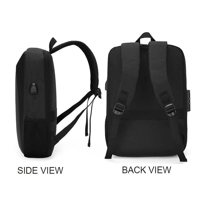 Durable Build, Business Style Laptop Backpack with Anti-Theft Design, Adjustable Shoulder Straps, Multiple Compartments, Zipper Closure & PVC Lining - Black, Secure Laptop Storage | Sleek Backpack Design | Sturdy Zipper Closu