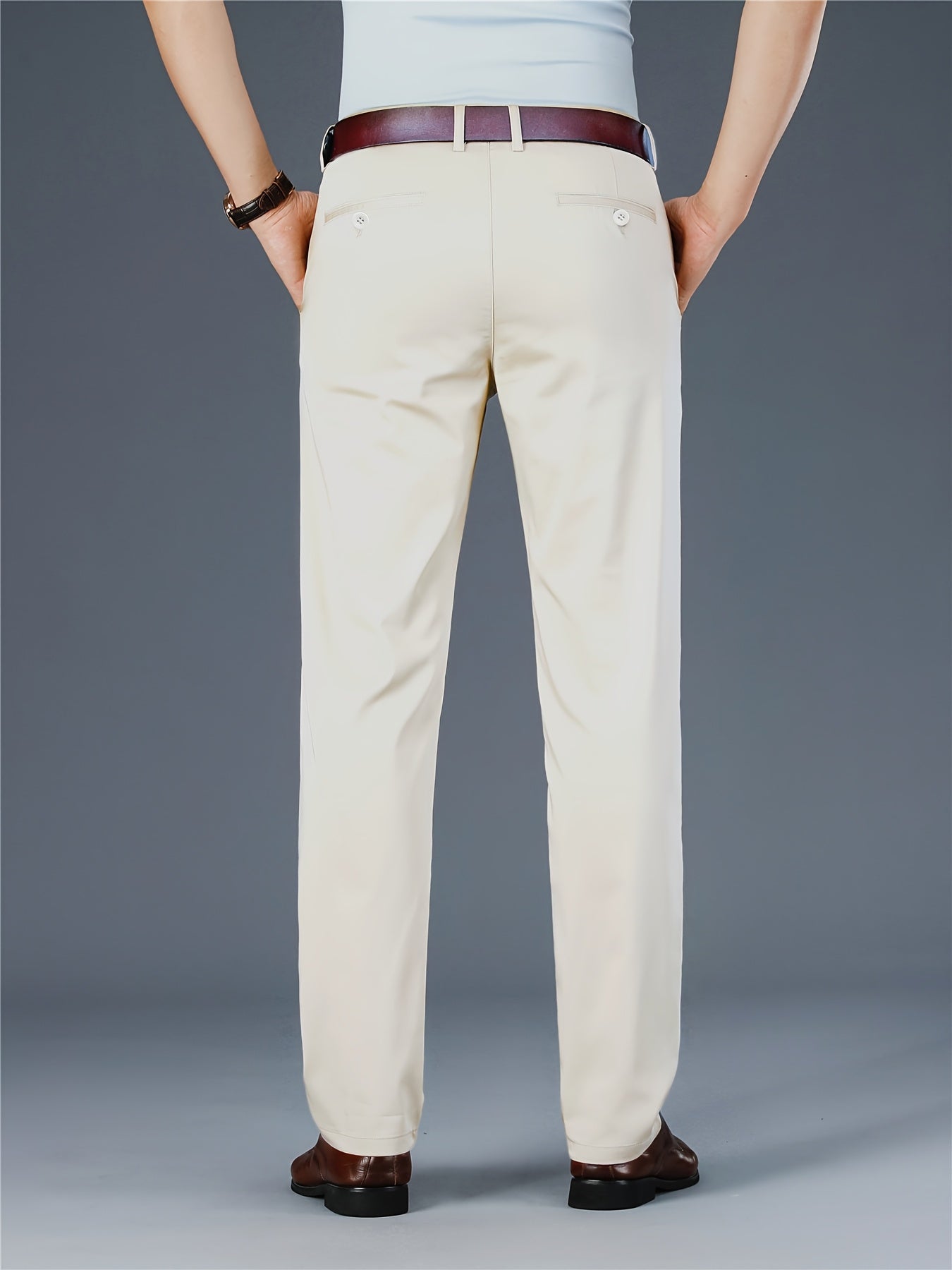 Four Seasons Men's New Casual Formal Pants Business Style Trendy Casual Long Pants Fashionable Versatile Men's Elastic Western Pants Comfortable Classic Design Casual Wear