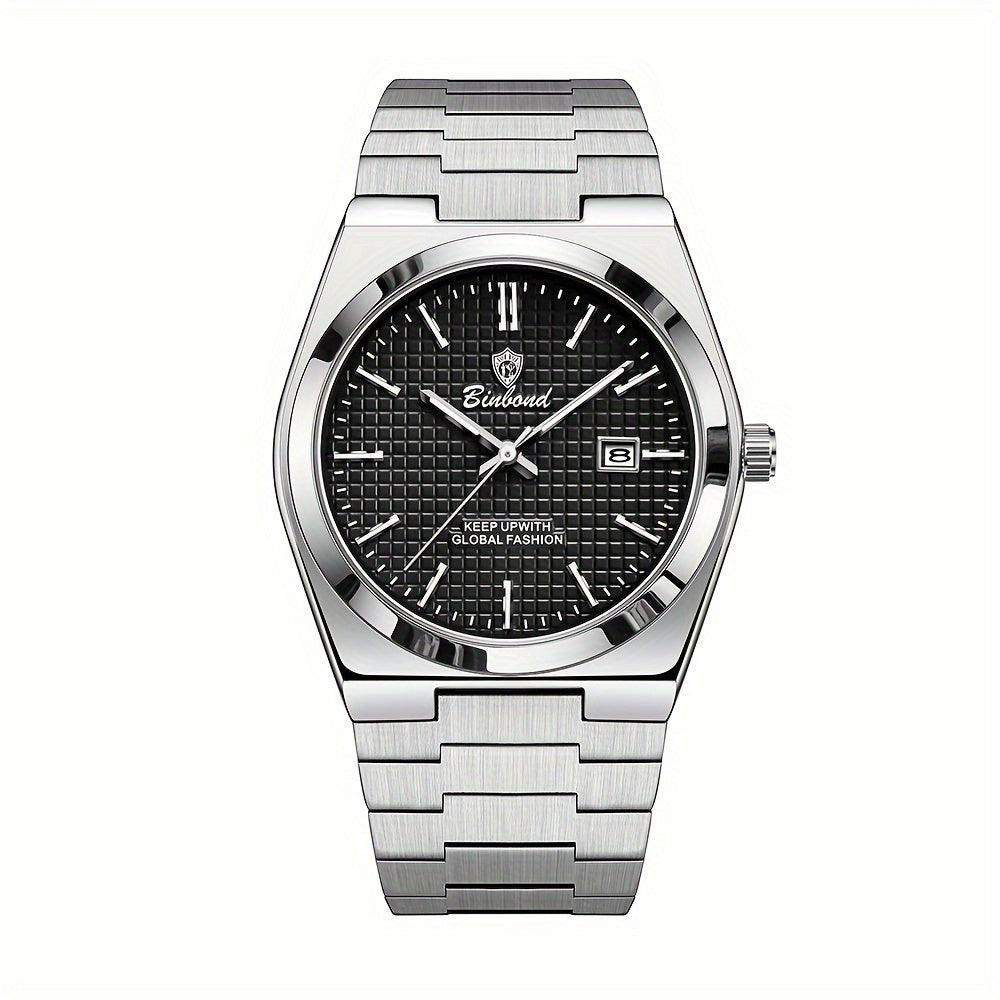 BINBOND Men's Classic Waterproof Quartz Watch with Stainless Steel Band, Luminous Dial & Date Feature - Perfect for Business or Casual Wear, Cool And Handsome Style