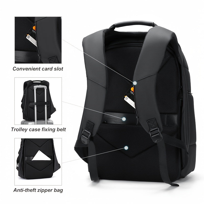 FENRUIEN Men'S Large Capacity Expandable Backpack with USB Charging, 39.62cm Laptop Bag, Durable Oxford Fabric, Multiple Compartments for Travel and Business Use, Travel Backpack | Minimalist Backpack | Durable Zippers, Lapto