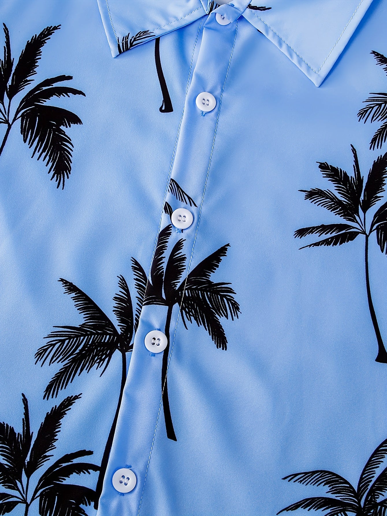 2pcs Boys Casual Coconut Tree Graphic Print Short Sleeve Lapel Shirt & Shorts Set, Comfy Summer Boys Clothing For Daily & Outdoor Wear