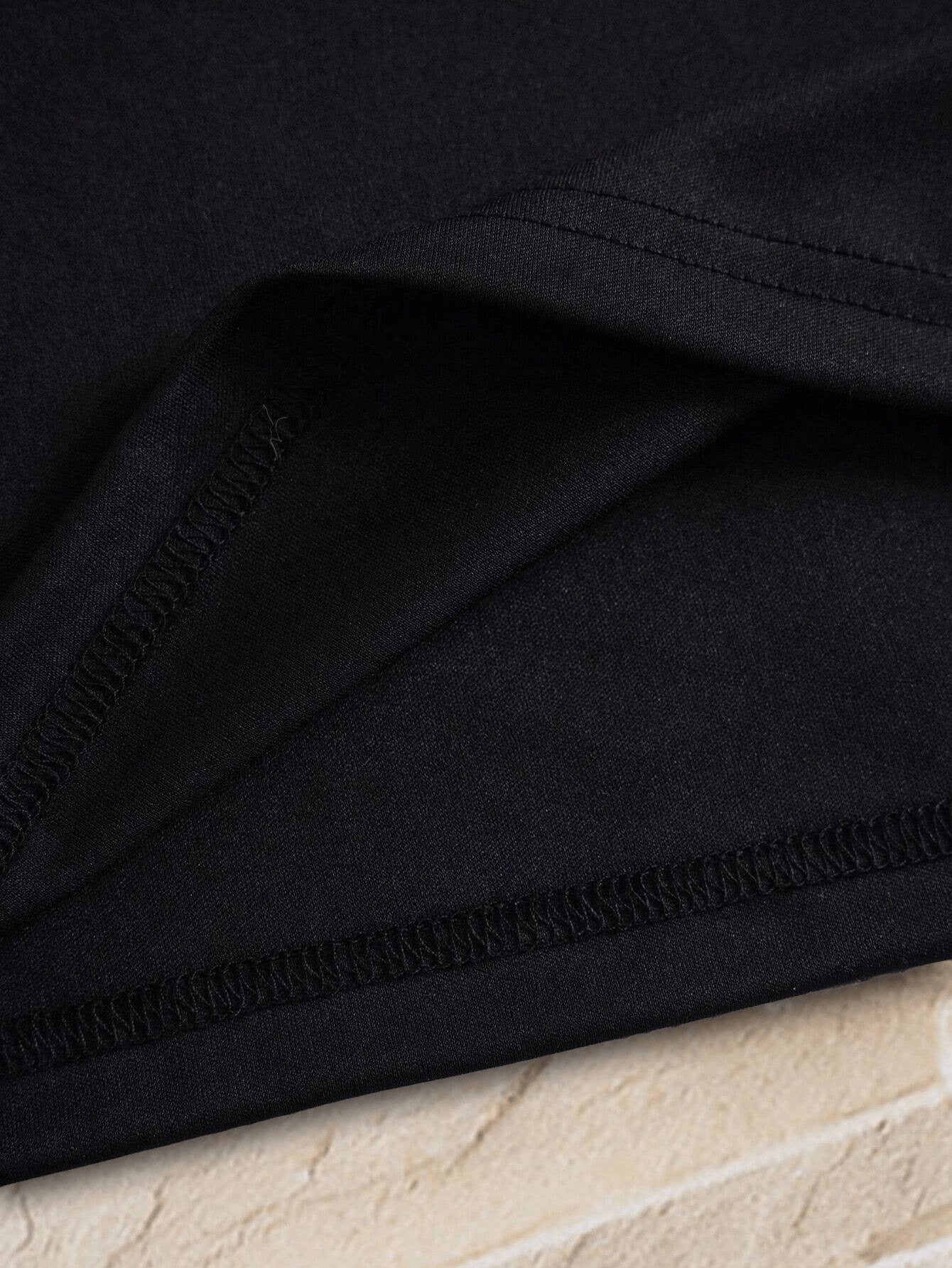 Men'S V-Neck Short Sleeve T-Shirt - Lightweight & Breathable, Casual Fit, Solid Black, Perfect for Summer, High-Quality Knit Fabric, Everyday Tshirt | Casual Style | Comfortable Fit